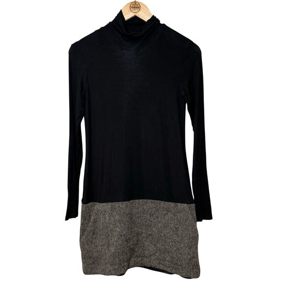 Theory Dresses & Skirts - Theory Brand Mini Dress Turtleneck Tweed Wool Long Sleeve Black Women's Small